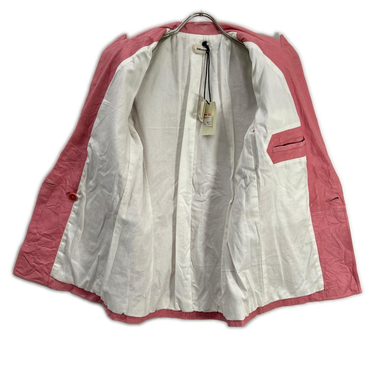 Zadig & Voltaire ザディグエヴォルテール RWBL00003 Pink Notched-Lapel Leather Jacket Jacket