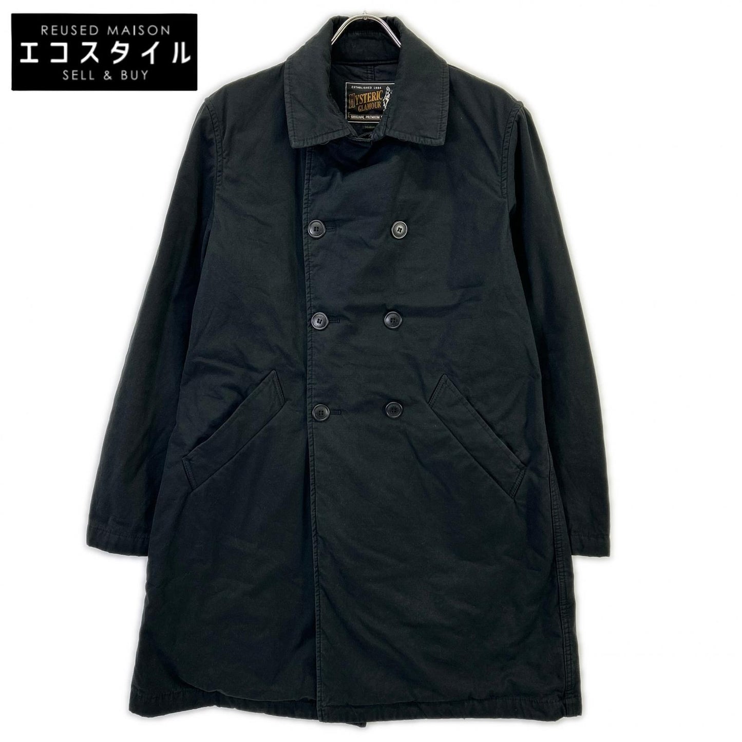 HYSTERIC GLAMOUR ヒステリックグラマー 02183AC06 ブラック SOUND AND VISION Pコート コート