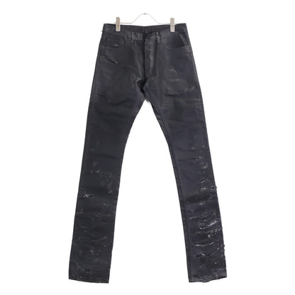 DIOR ディオール 【新品同様】04SS 4EH1018686 エディ期 Strip デストロイ加工 コーティング ボタンフライ デニムパンツ ボトムス