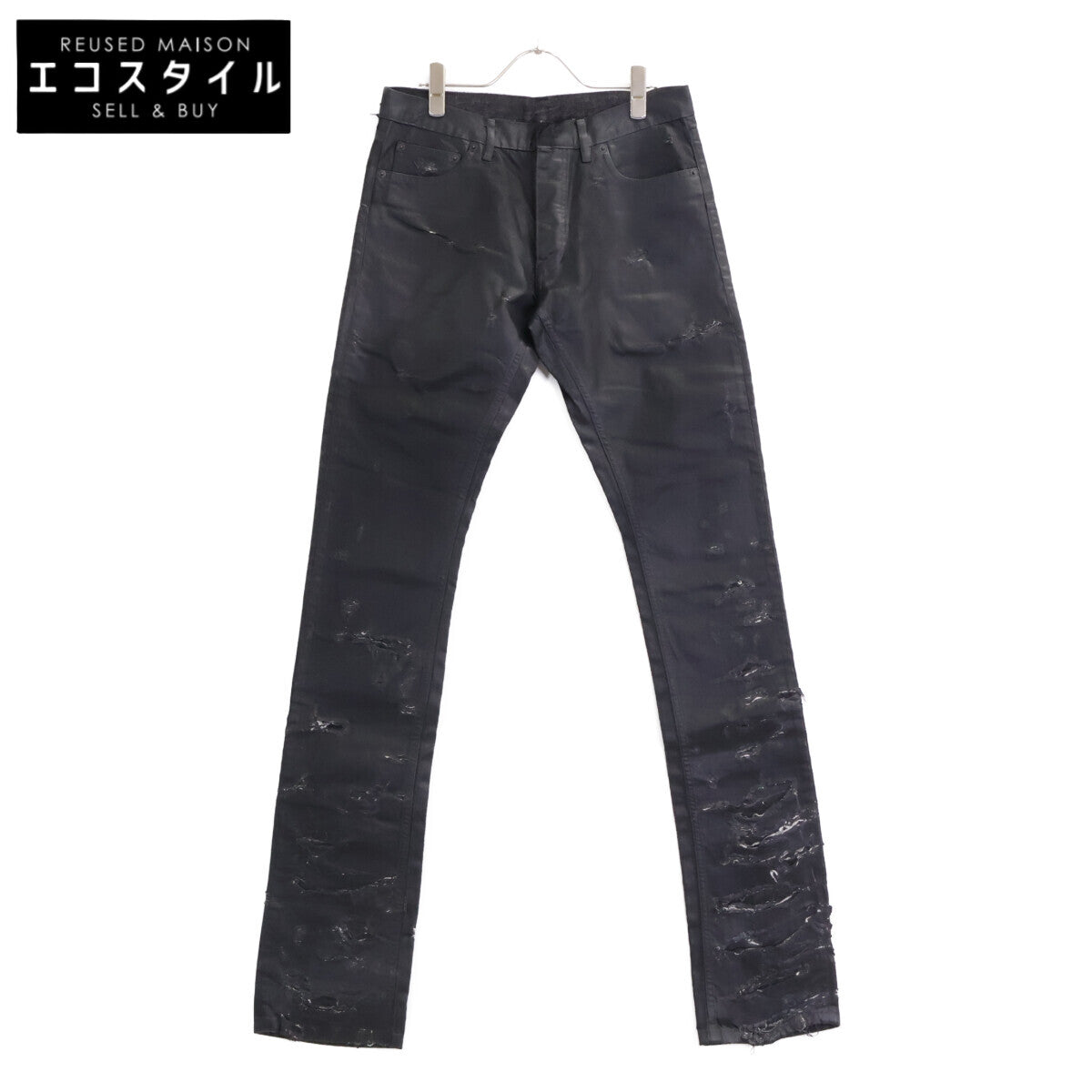 DIOR ディオール 【新品同様】04SS 4EH1018686 エディ期 Strip デストロイ加工 コーティング ボタンフライ デニムパンツ ボトムス