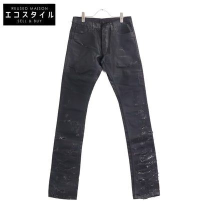 DIOR ディオール 【新品同様】04SS 4EH1018686 エディ期 Strip デストロイ加工 コーティング ボタンフライ デニムパンツ ボトムス
