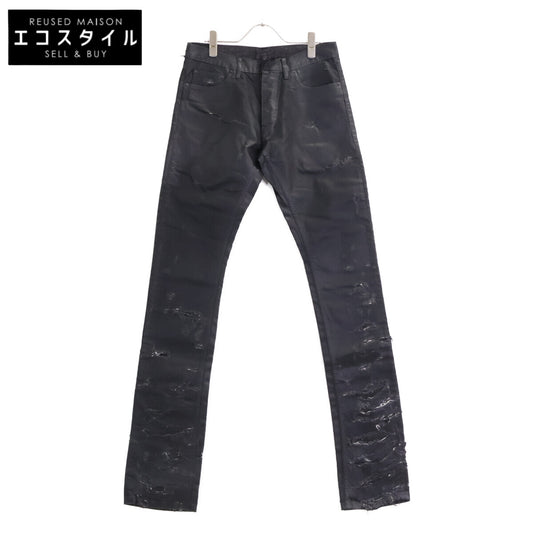 DIOR ディオール 【新品同様】04SS 4EH1018686 エディ期 Strip デストロイ加工 コーティング ボタンフライ デニムパンツ ボトムス