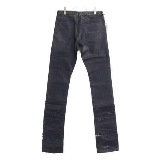 DIOR ディオール 【新品同様】04SS 4EH1018686 エディ期 Strip デストロイ加工 コーティング ボタンフライ デニムパンツ ボトムス