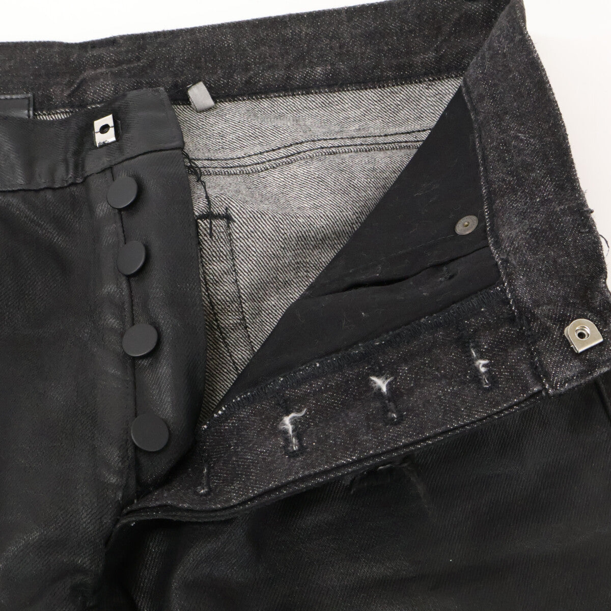 DIOR ディオール 【新品同様】04SS 4EH1018686 エディ期 Strip デストロイ加工 コーティング ボタンフライ デニムパンツ ボトムス