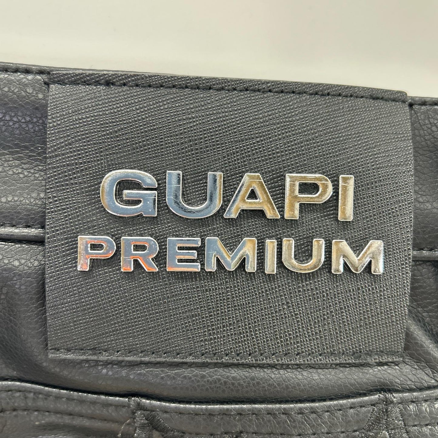GUAPI グアピ ブラック レザー スター ダブルニー パンツ ボトムス