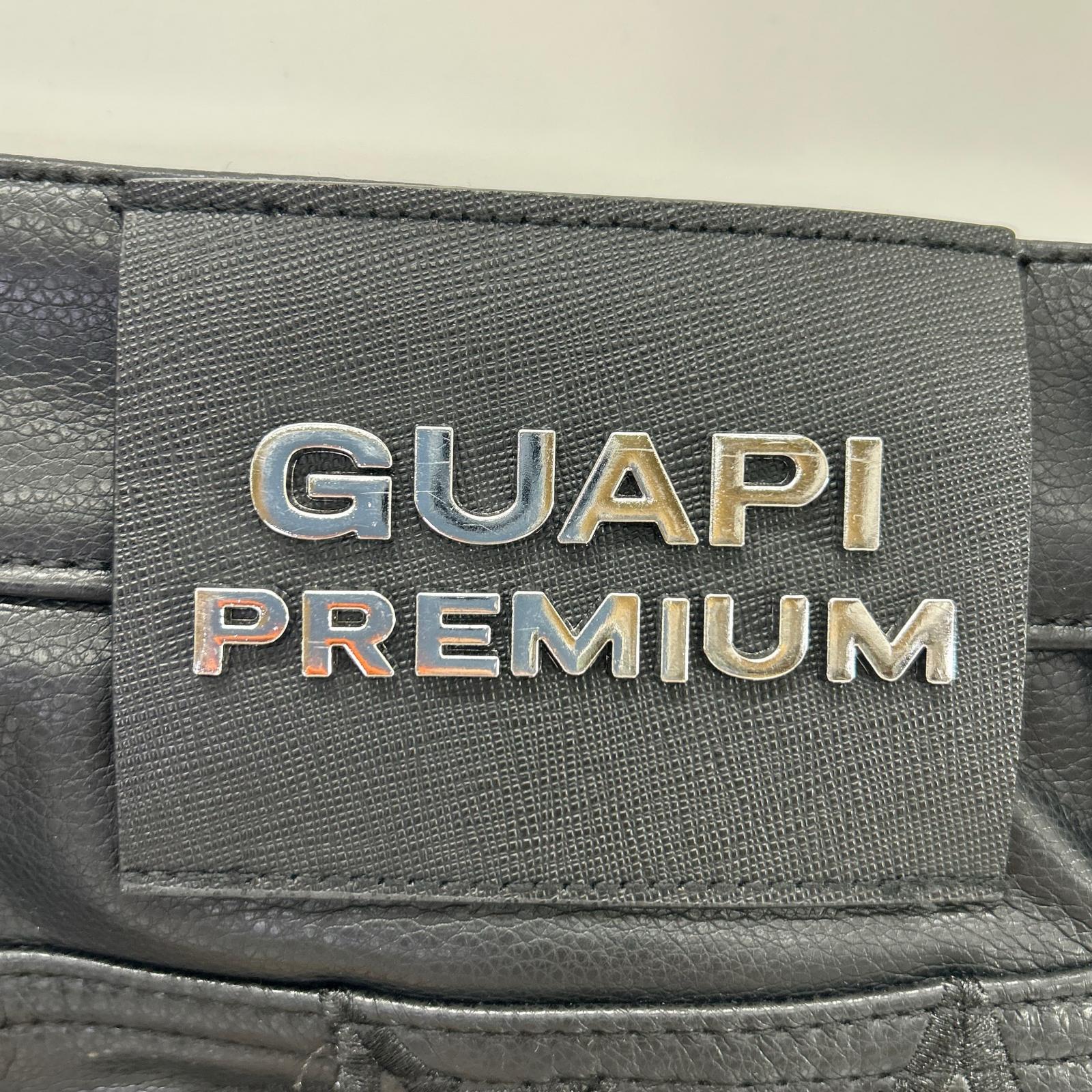 GUAPI グアピ ブラック レザー スター ダブルニー パンツ ボトムス