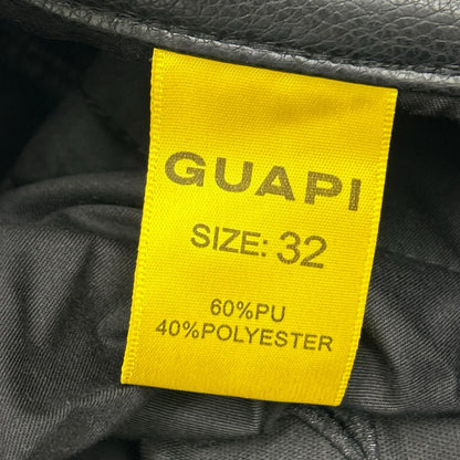 GUAPI グアピ ブラック レザー スター ダブルニー パンツ ボトムス