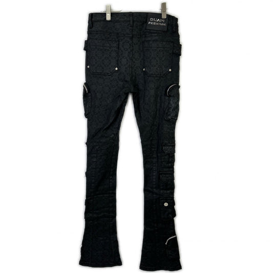 GUAPI グアピ ブラック ALL BLACK MONOGRAM EMBELLISHED DENIM ボトムス