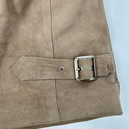 Cinquanta Cinquanta H-502/1 brown goat suede stand-collar single rider jacket