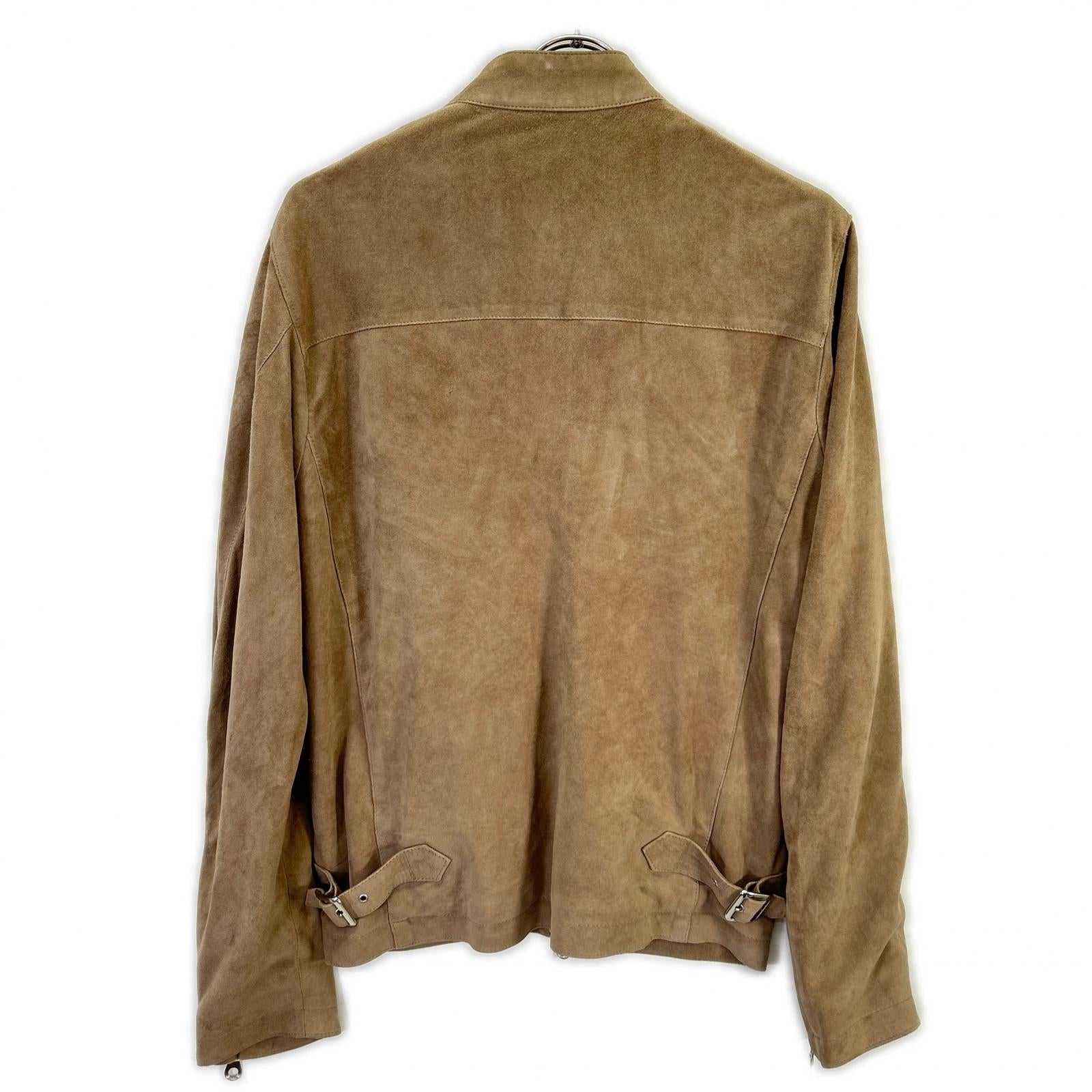 Cinquanta Cinquanta H-502/1 brown goat suede stand-collar single rider jacket