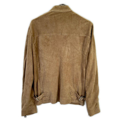 Cinquanta Cinquanta H-502/1 brown goat suede stand-collar single rider jacket