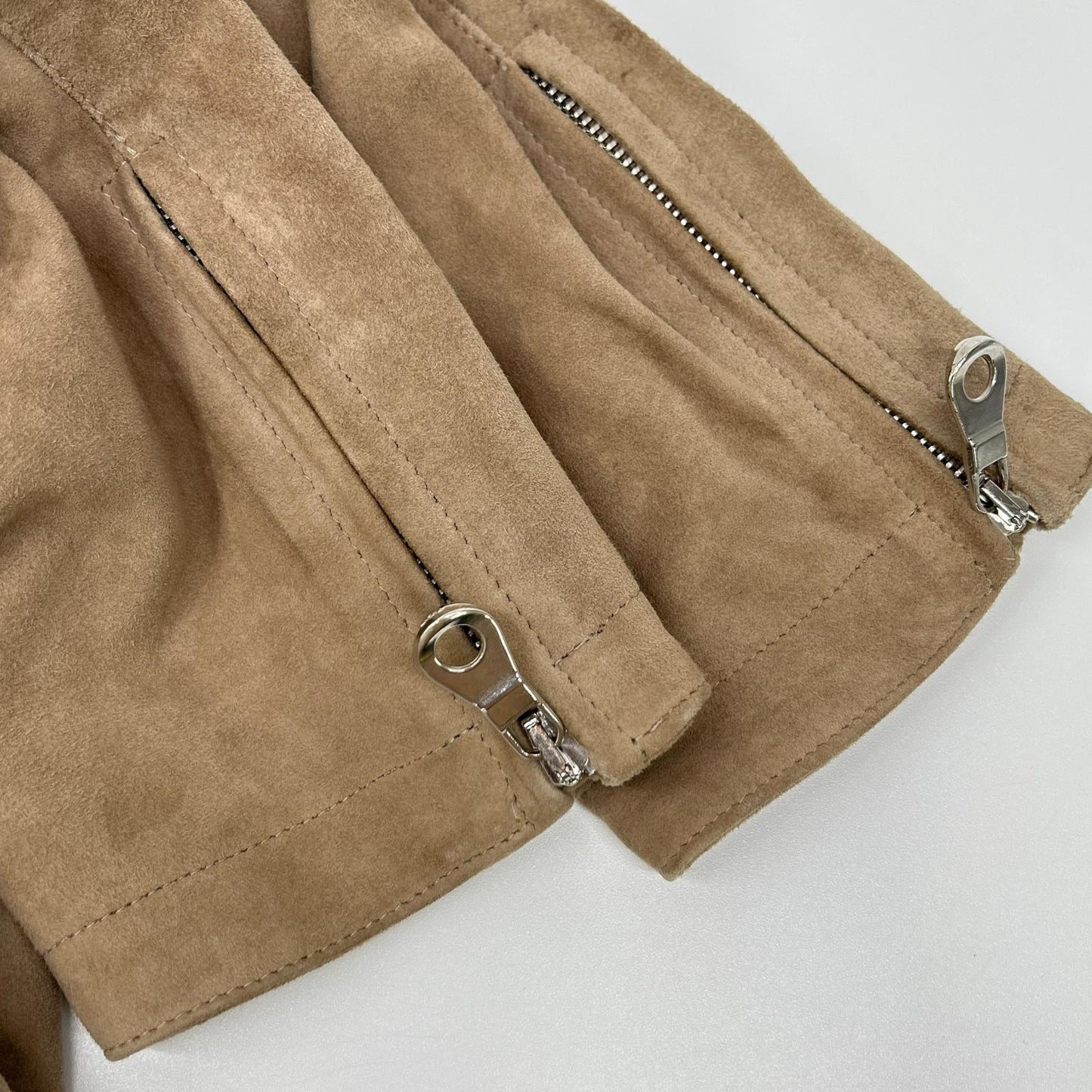 Cinquanta Cinquanta H-502/1 brown goat suede stand-collar single rider jacket
