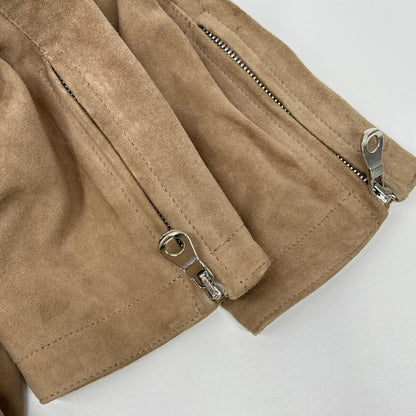 Cinquanta Cinquanta H-502/1 brown goat suede stand-collar single rider jacket