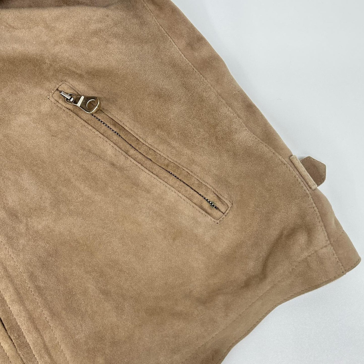 Cinquanta Cinquanta H-502/1 brown goat suede stand-collar single rider jacket