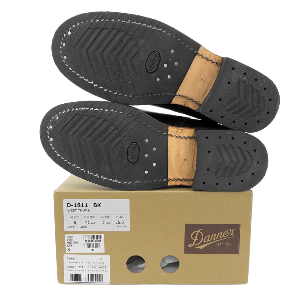 Danner ダナー 美品 ウエストサム セミドレスチェルシーブーツ シューズ メンズ 黒 ブラック 8 D-1811 シューズ