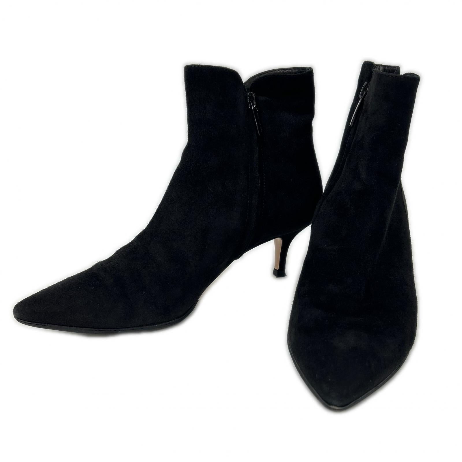 GIANVITOROSSI ジャンヴィトロッシ スエード ポインテッドトゥ サイドジップ ヒールブーツ シューズ