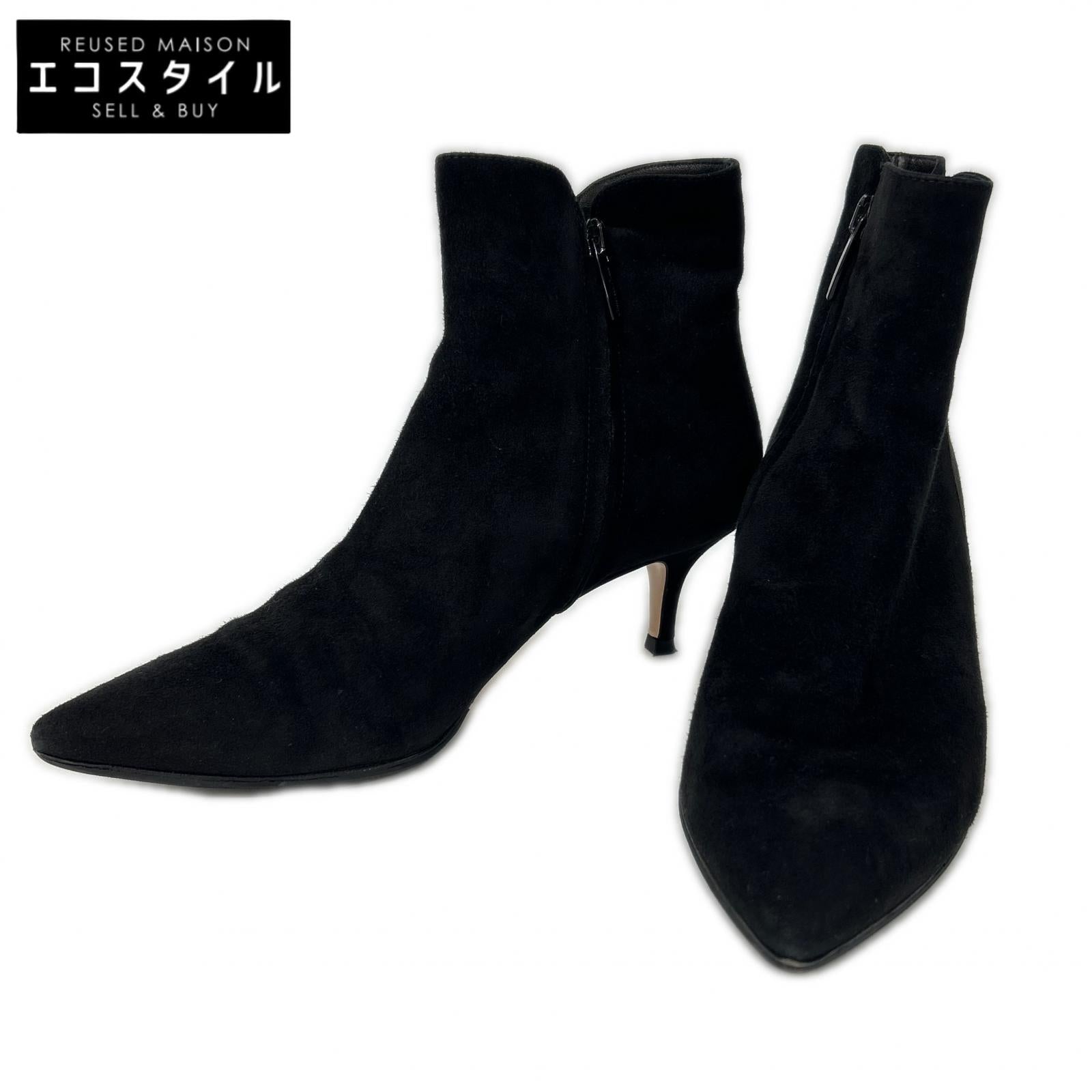 GIANVITOROSSI ジャンヴィトロッシ スエード ポインテッドトゥ サイドジップ ヒールブーツ シューズ