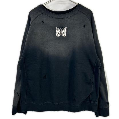 needles ニードルズ 25AW RW336 ブラック DECONSTRUCTED SWEAT SHIRT スウェットトレーナー トップス
