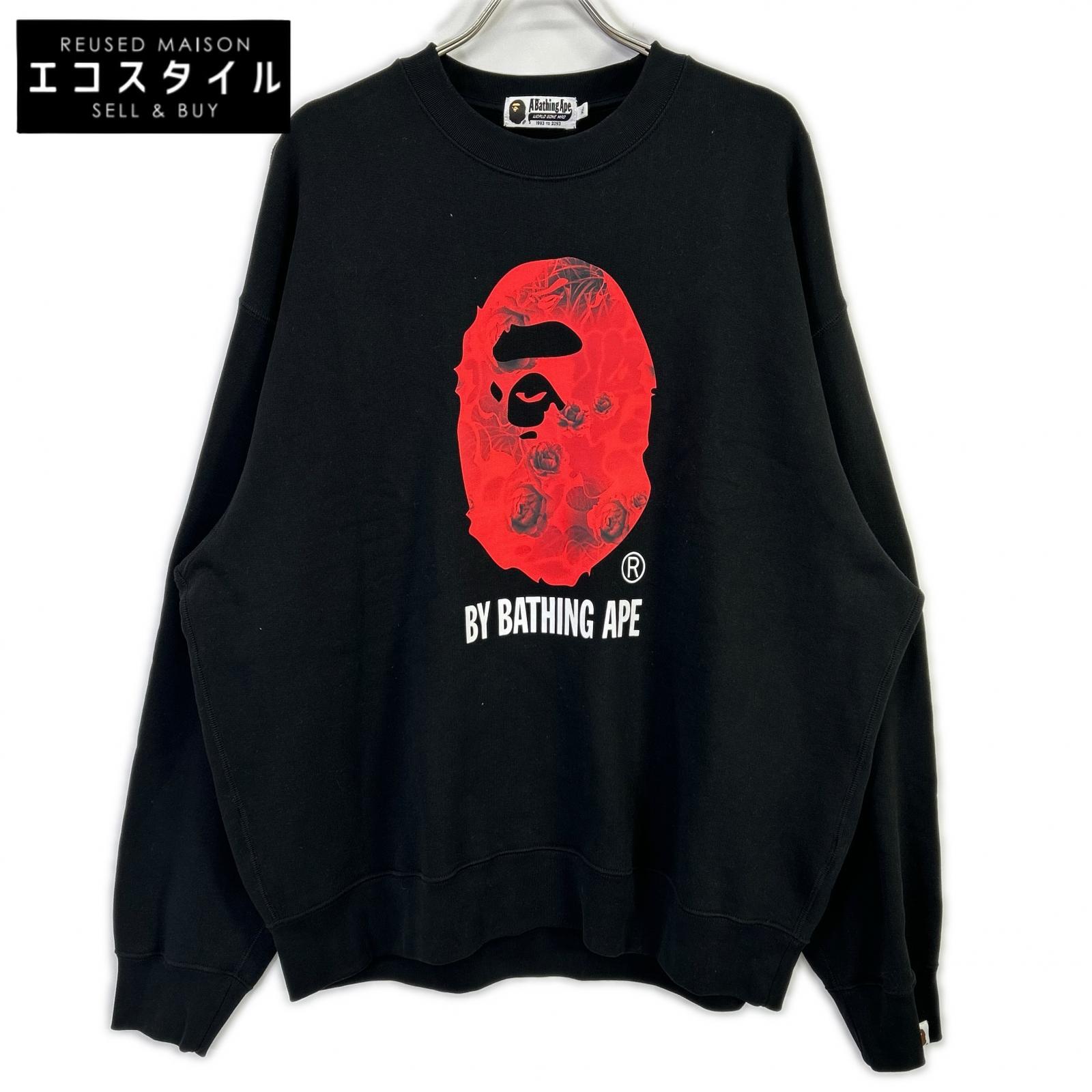 A BATHING APE アベイシングエイプ 001SWK801303M ブラック ローズ スウェットシャツ トップス