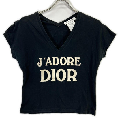 【SALE】 Christian Dior クリスチャンディオール BOUTIQUE 3H16155400 ブラック コットン J ADORE ロゴ Vネック ノースリーブ カットソー トップス