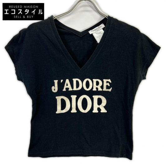 Christian Dior クリスチャンディオール BOUTIQUE 3H16155400 ブラック コットン J ADORE ロゴ Vネック ノースリーブ カットソー トップス