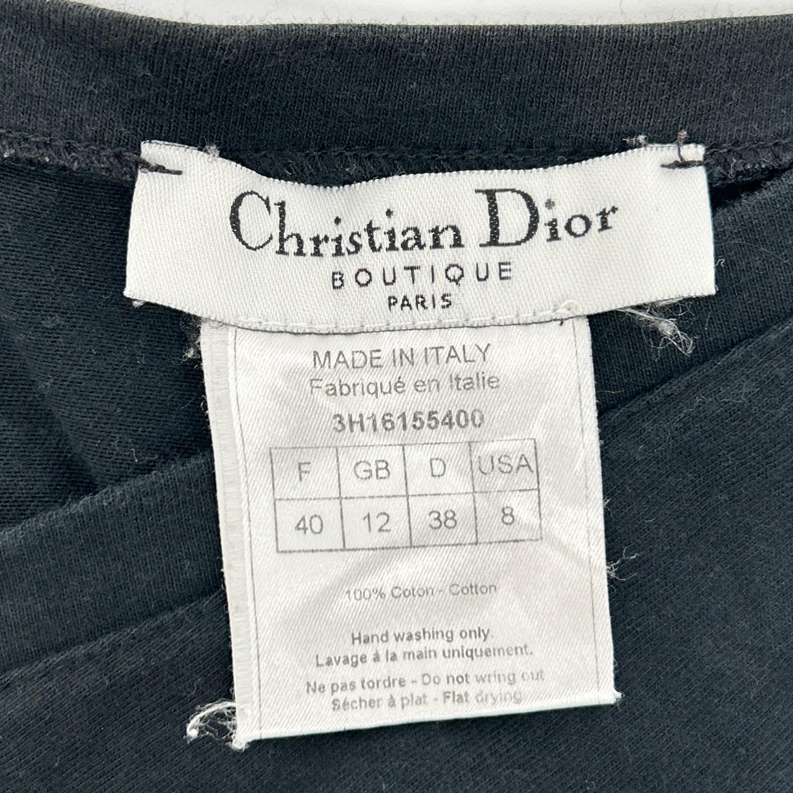 【SALE】 Christian Dior クリスチャンディオール BOUTIQUE 3H16155400 ブラック コットン J ADORE ロゴ Vネック ノースリーブ カットソー トップス