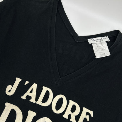 【SALE】 Christian Dior クリスチャンディオール BOUTIQUE 3H16155400 ブラック コットン J ADORE ロゴ Vネック ノースリーブ カットソー トップス