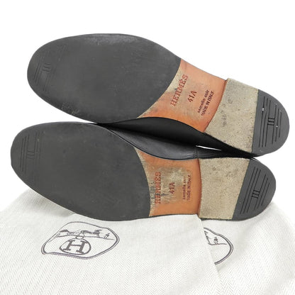 HERMES エルメス エクリプス モカシン レザー ローファー シューズ メンズ 黒 ブラック 41A シューズ