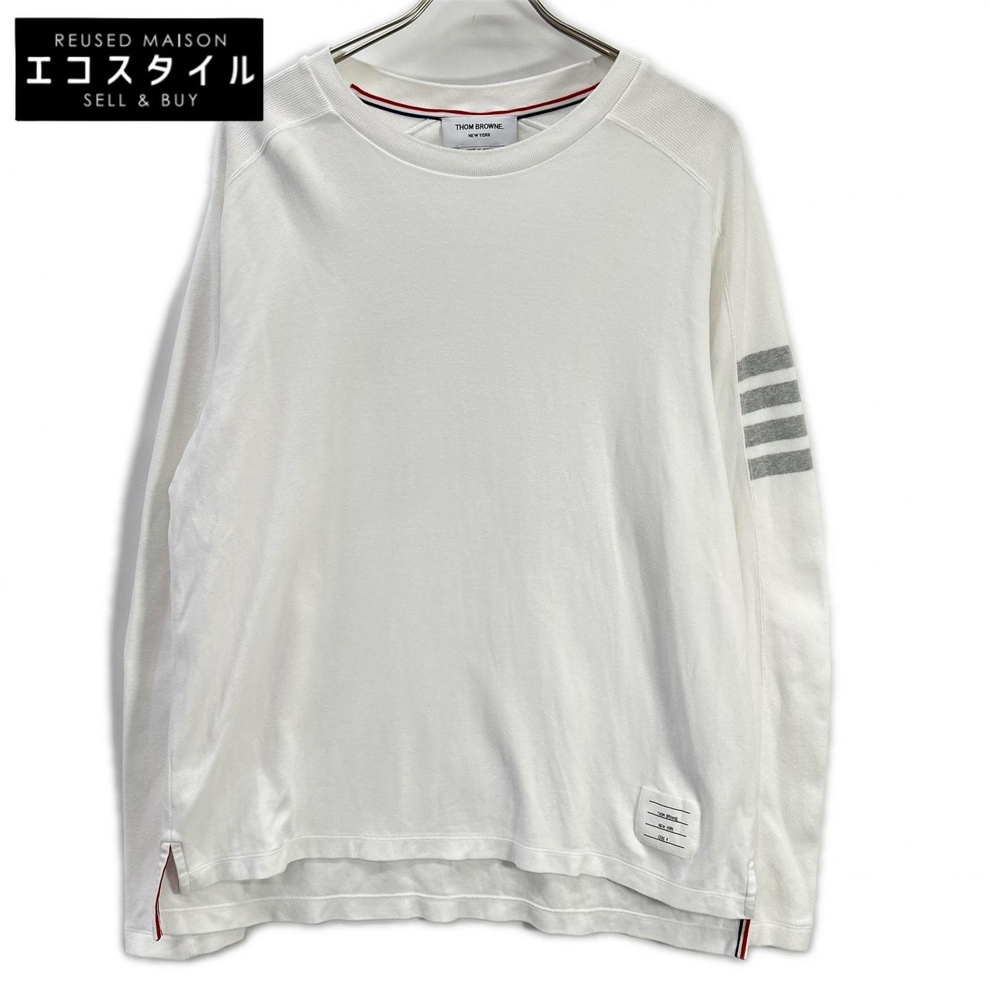 THOM BROWNE トムブラウン MJS245A-07323100 ホワイト コットン コットン 4-BAR Tシャツ トップス