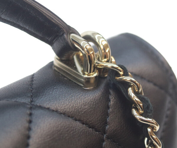 CHANEL シャネル AP3226 黒 ラム ゴールド金具 トップハンドル チェーンクラッチショルダー ショルダーバッグ