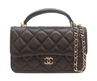 CHANEL シャネル AP3226 黒 ラム ゴールド金具 トップハンドル チェーンクラッチショルダー ショルダーバッグ