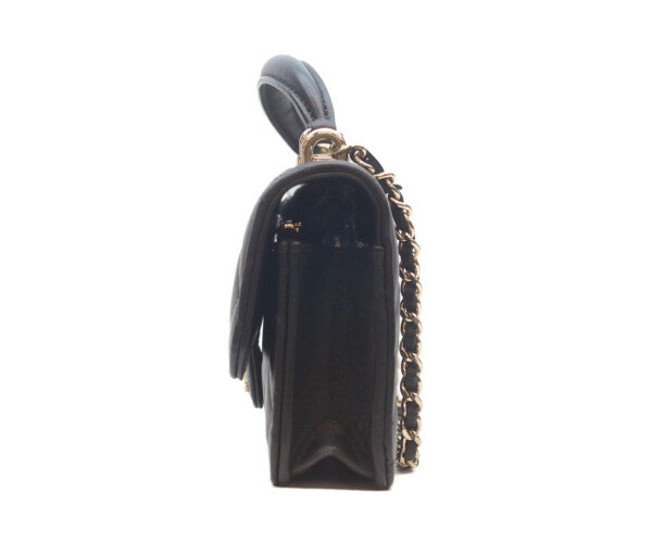 CHANEL シャネル AP3226 黒 ラム ゴールド金具 トップハンドル チェーンクラッチショルダー ショルダーバッグ