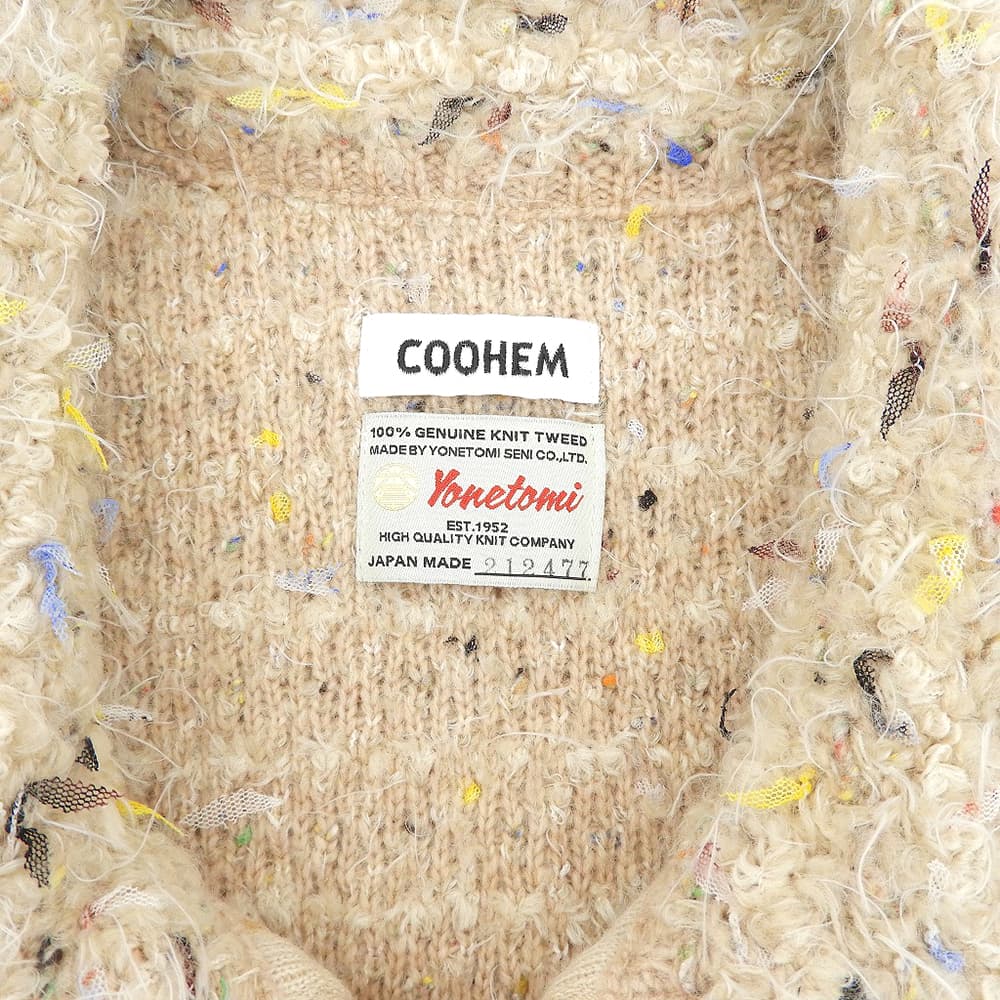 Coohem コーヘン 美品 米富繊維 ツイードニット ジップベスト レディース ベージュ系 M 11-214-016 ベスト