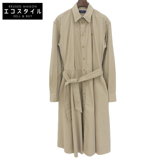 POLObyRalphLauren ポロラルフローレン ベルト付き ロングスリーブ カジュアルドレス ワンピース レディース ベージュ 2 ワンピース
