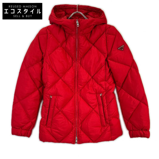 PRADA 2015 290939 red triangle-logo down jacket jacket