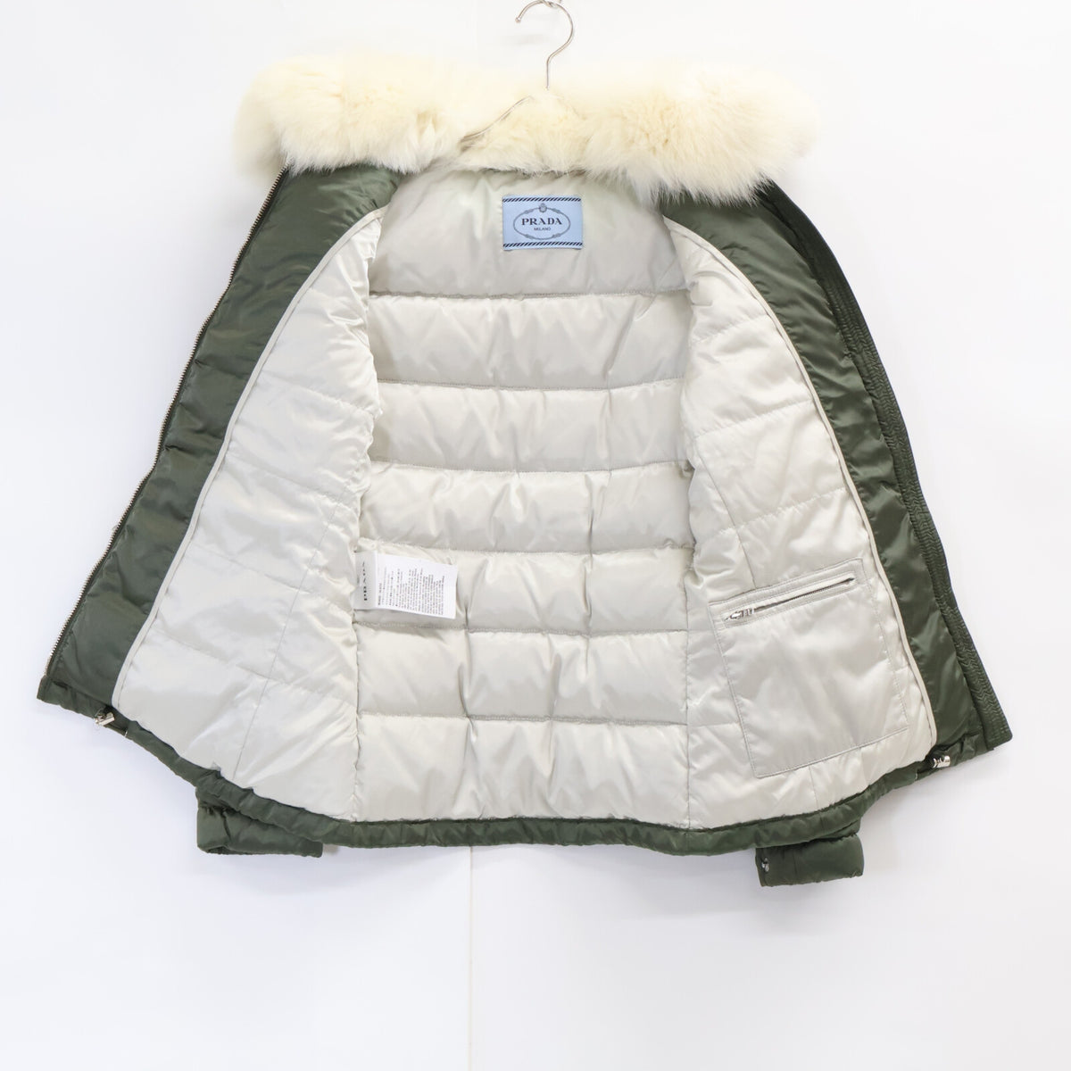 PRADA プラダ 【国内正規】28B061 フォックスファーカラー付 トライアングルプレート ダウンジャケット ジャケット