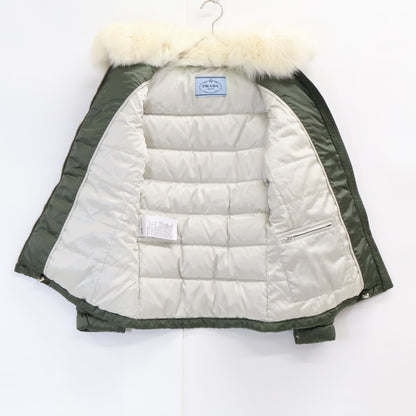 PRADA プラダ 【国内正規】28B061 フォックスファーカラー付 トライアングルプレート ダウンジャケット ジャケット