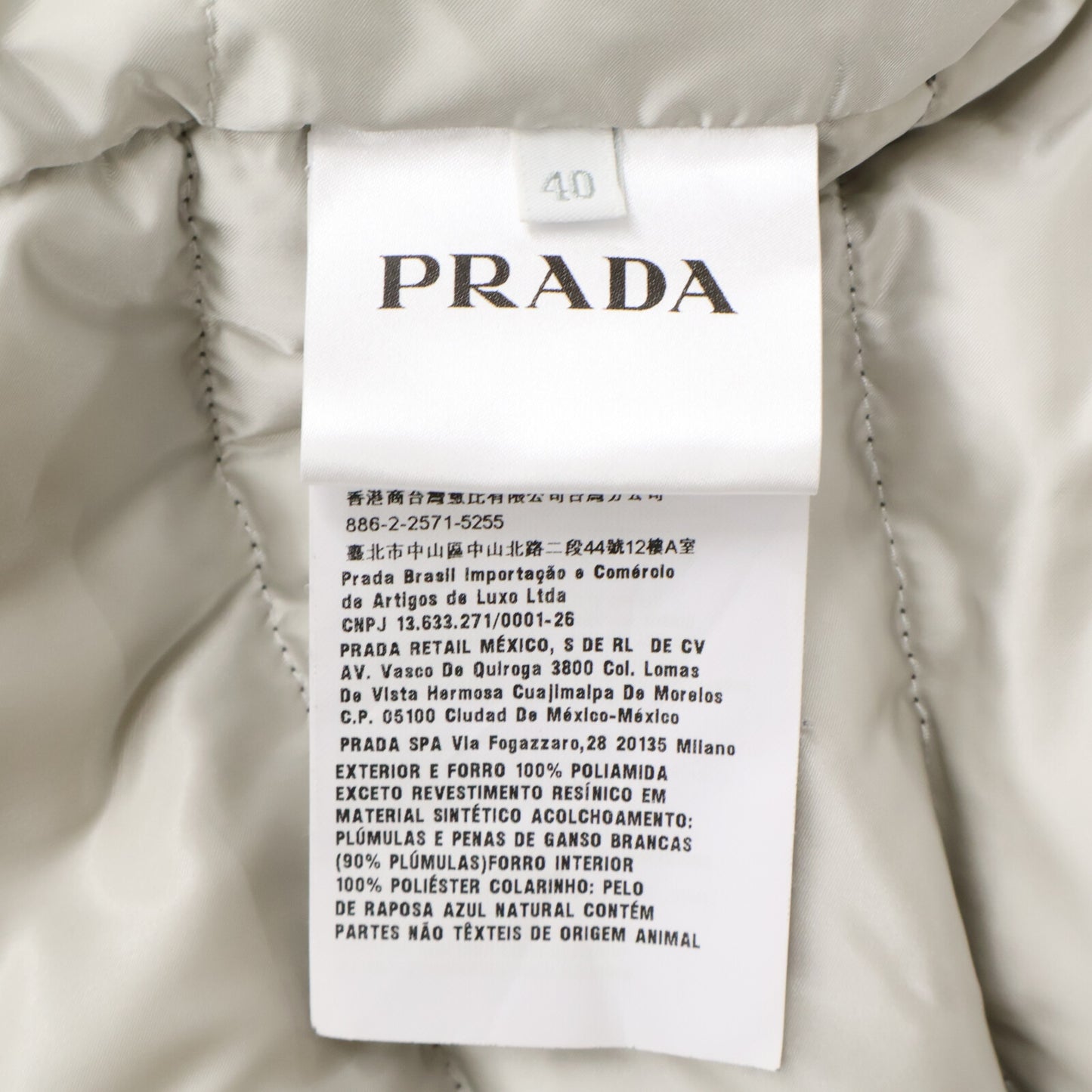PRADA プラダ 【国内正規】28B061 フォックスファーカラー付 トライアングルプレート ダウンジャケット ジャケット