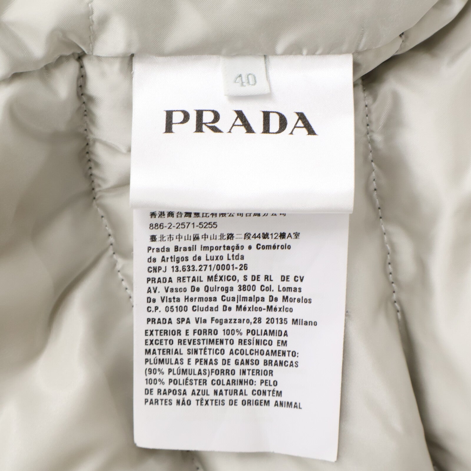 PRADA プラダ 【国内正規】28B061 フォックスファーカラー付 トライアングルプレート ダウンジャケット ジャケット