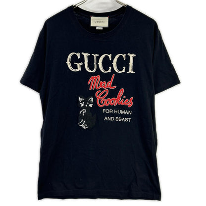 GUCCI グッチ 615044 ブラック Mad Cookies 猫 刺繍 Tシャツ トップス