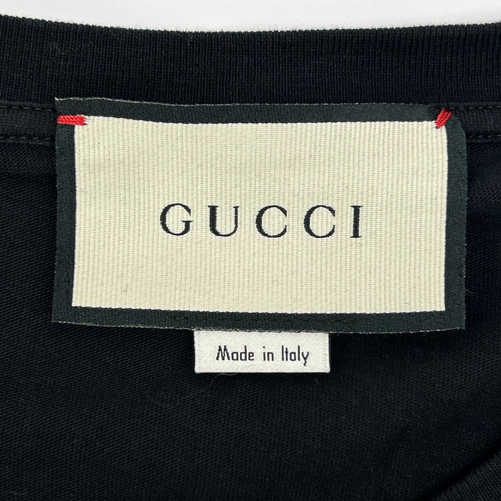 GUCCI グッチ 615044 ブラック Mad Cookies 猫 刺繍 Tシャツ トップス