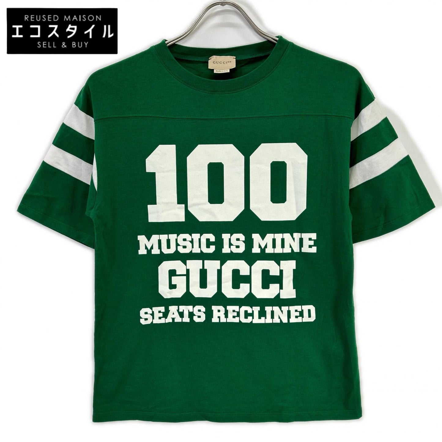 GUCCI グッチ 661143 グリーン 100周年 MUSIC IS MINE ロゴ Tシャツ トップス