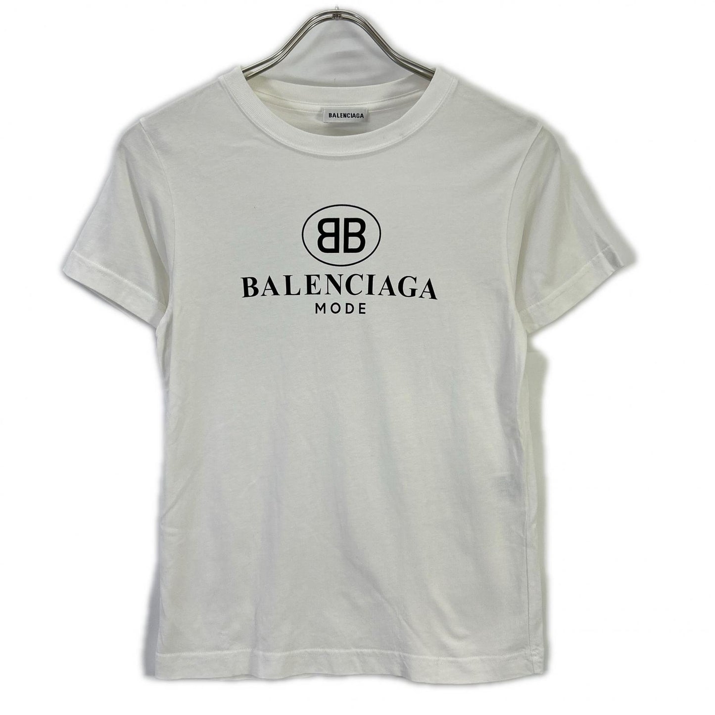 BALENCIAGA バレンシアガ 2018 556110 white logo T-shirt tops