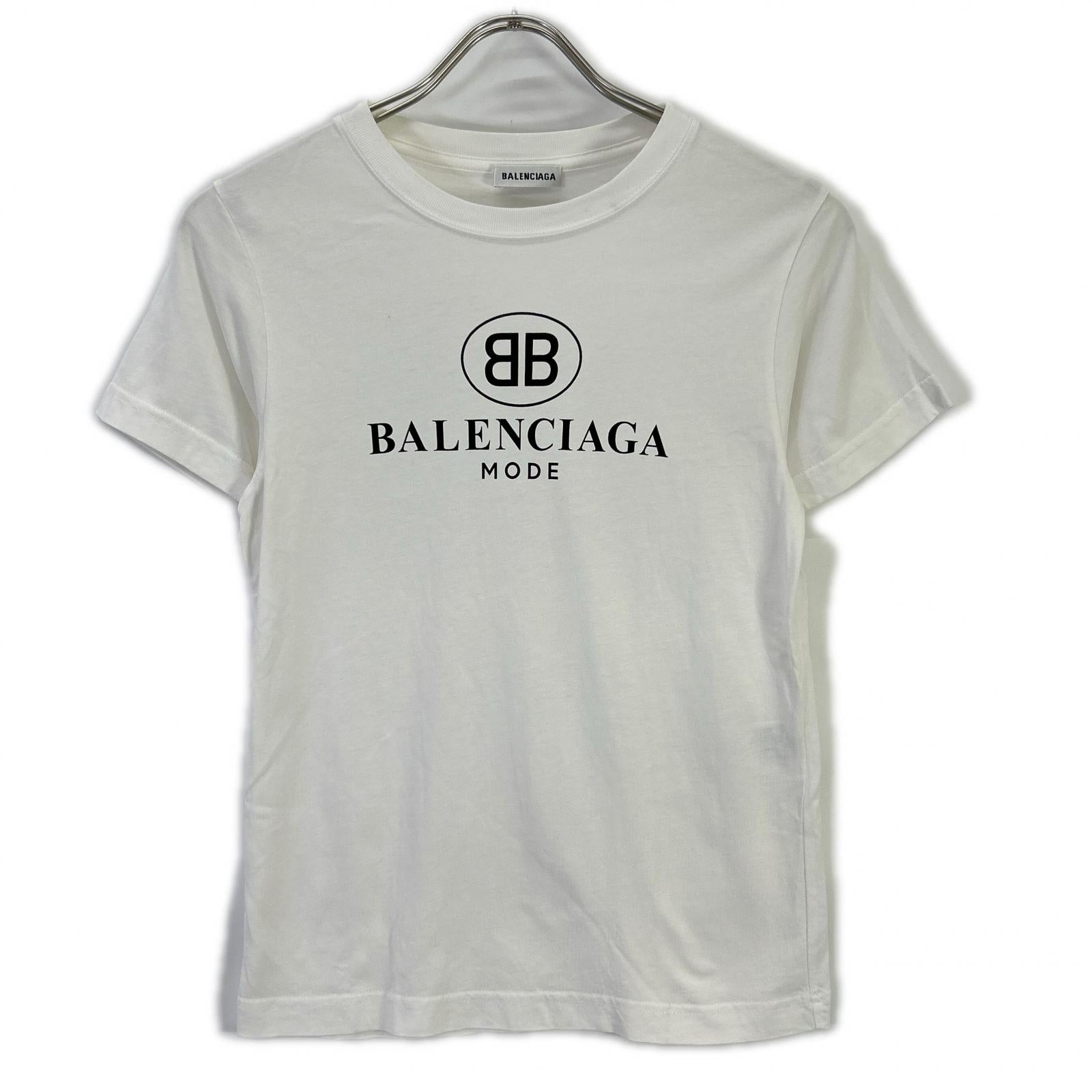 BALENCIAGA バレンシアガ 2018 556110 white logo T-shirt tops