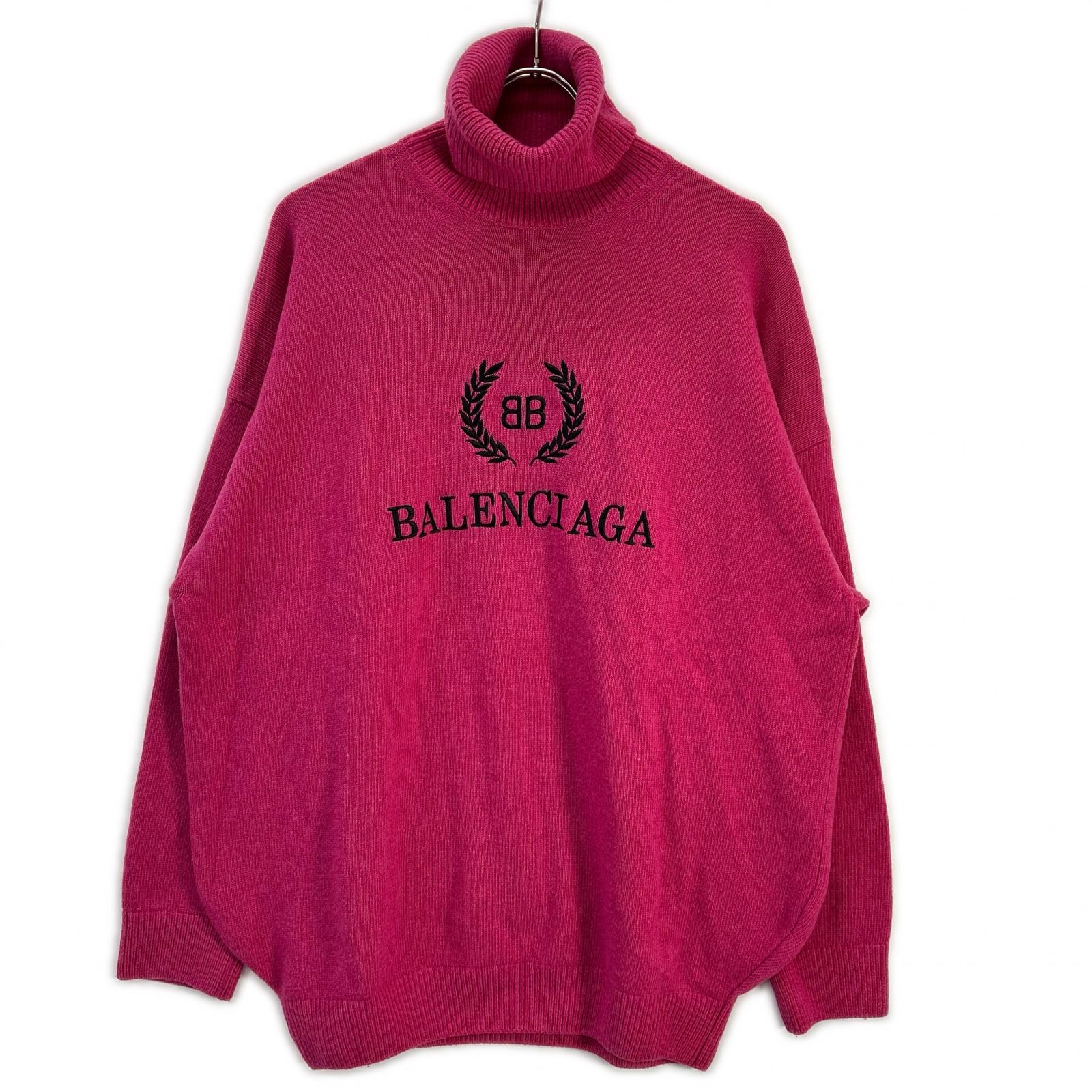 BALENCIAGA バレンシアガ 19年 542618 ピンク カシミヤウール タートルネック セーター トップス