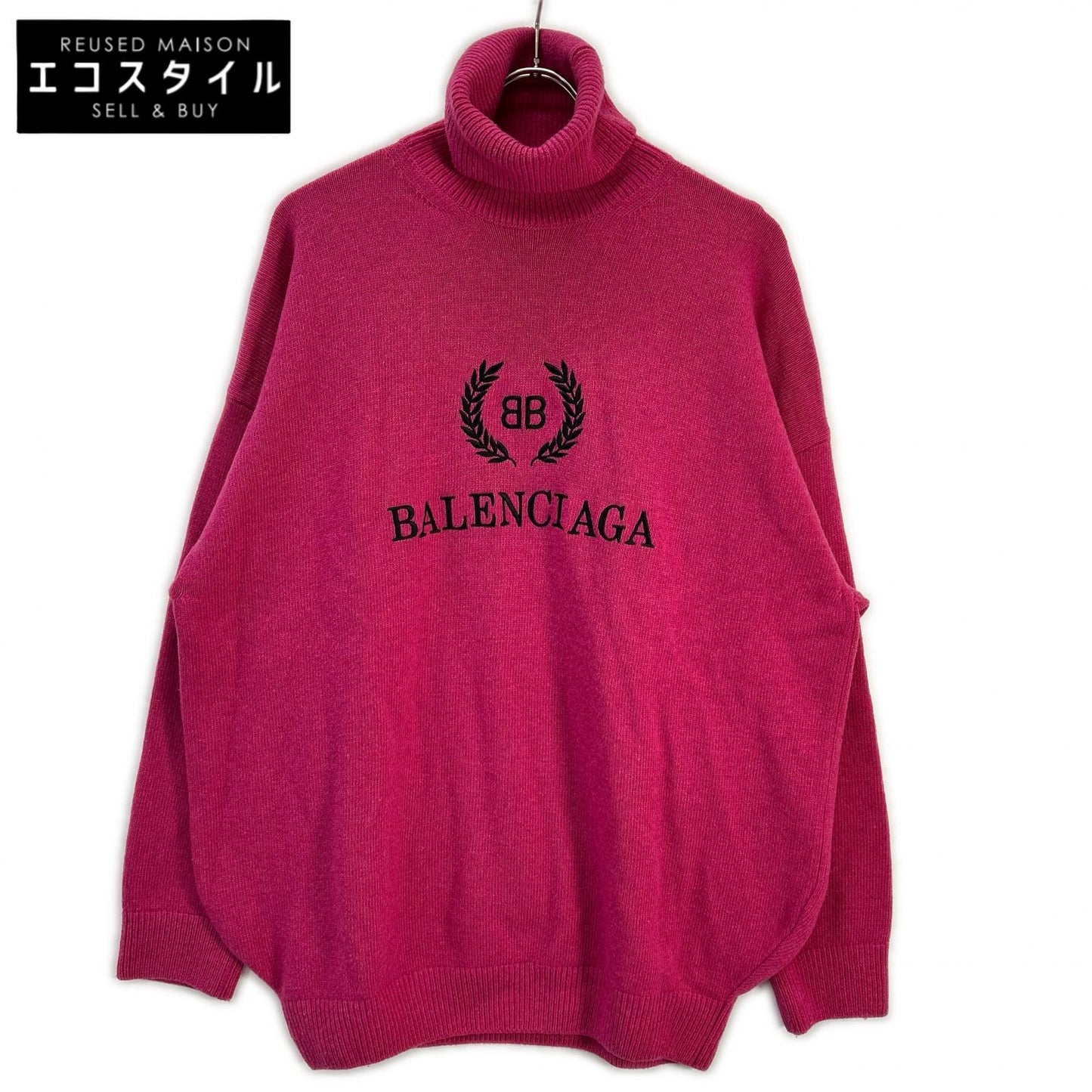 BALENCIAGA バレンシアガ 19年 542618 ピンク カシミヤウール タートルネック セーター トップス