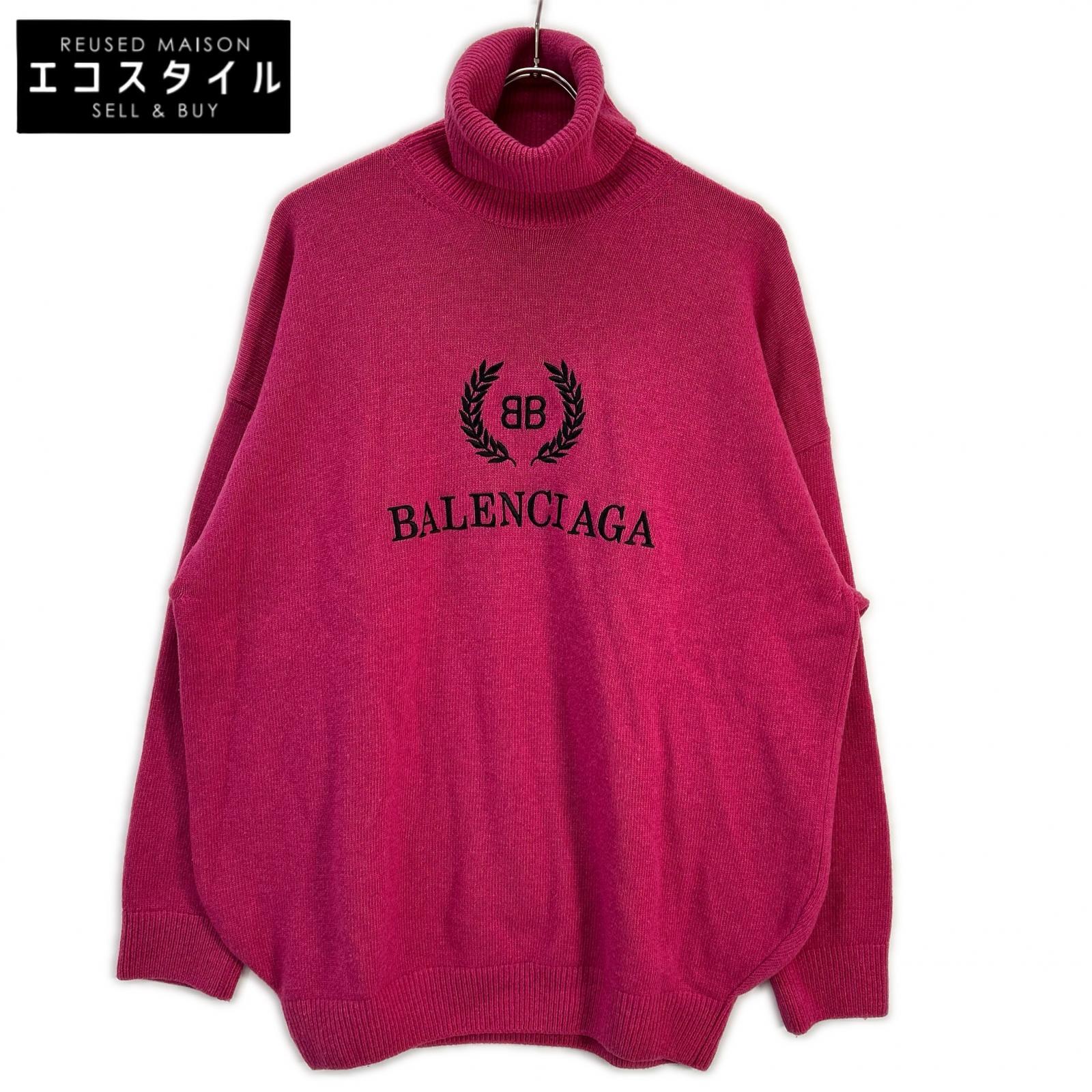 BALENCIAGA バレンシアガ 19年 542618 ピンク カシミヤウール タートルネック セーター トップス
