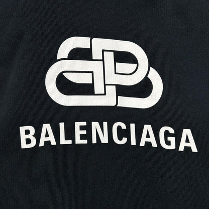 BALENCIAGA 2019 570792 Black BB Logo Printed Hoodie Tops