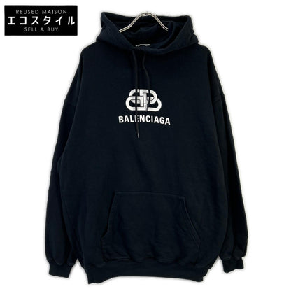 BALENCIAGA バレンシアガ 19年 570792 ブラック BBロゴ プリンテッドフーディー トップス