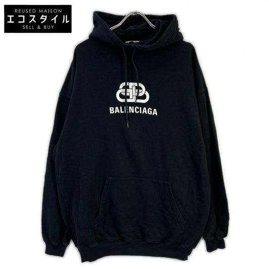 BALENCIAGA バレンシアガ 19年 570792 ブラック BBロゴ プリンテッドフーディー トップス